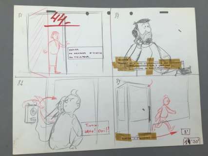 Studio Belvision | Tintin - Story Board - Dessin Animé « Le Temple du Soleil » - | Catawiki