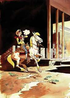 Matthieu Bonhomme | Lucky Luke, couverture originale à l’encre de chine et à l’aquarelle pour le journal Spirou n° 4061 du 10 février 2016. | Septimus