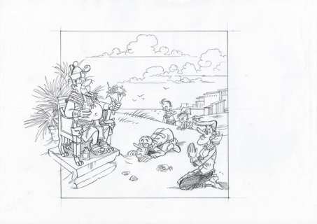 Krings, Jean-Marc | Krings, Jean-Marc - Dessin original préliminaire - Bob & Bobette - Le Pharaon de faribole | Catawiki