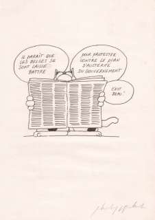 Geluck | Le Chat, illustration au feutre sur papier dessin … | Millon