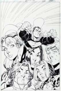 J. Scott Campbell and Scott Williams - Superman / Gen 13 #3 Variant Cover Original Art (DC, 2000).