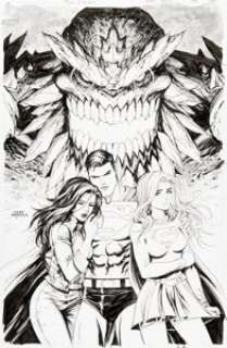 Tyler Kirkham Action Comics #1000 Variant Cover Original Art (DC, 2018).