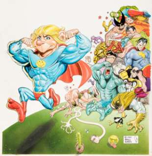 Bill Wray Super Cracked #1 Cover Original Art (Global Communications, 1987).