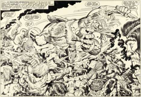Jack Kirby and Mike Royer 2001: A Space Odyssey #3 Double Splash Page 2-3 Original Art (Marvel, 1977).