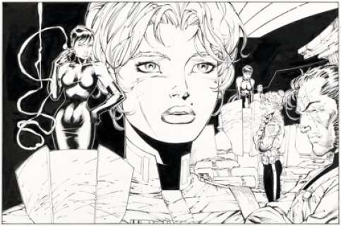 Jim Lee and Scott Williams Divine Right #9 Splash Page 7 Original Art (WildStorm/DC, 1999).