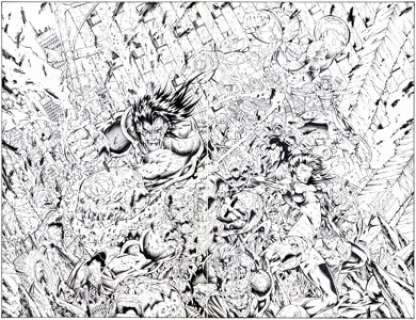Stephen Platt, Marlo Alquiza, and others Prophet #7 Double Splash Pages 14-15 Original Art (Image, 1996). (Total: 2 Items)