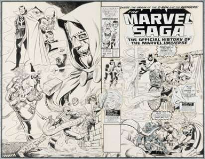 Keith Pollard and Al Williamson The Marvel Saga the Official History of the Marvel Universe #10 Wraparound Cover Original Art (Marvel, 1986).
