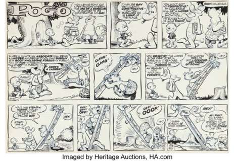 Walt Kelly Pogo #13 Sunday Comic Strip Original Art dated 9-21-58 (Hall Sybdicate, 1958). | Heritage