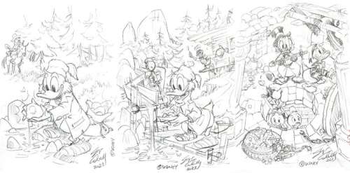Sergio Cabella | Uncle Scrooge - 3 original pencil drawings by Sergio Cabella - (2023) | Catawiki
