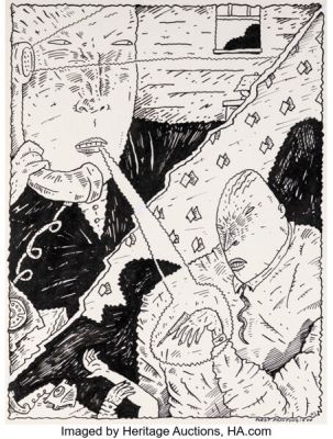 Richard Sala Night Drive Inside Front Cover Original Art (1984).