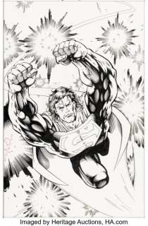 Barry Kitson and Ray McCarthy Adventures of Superman #0 Cover Original Art (DC, 1994).