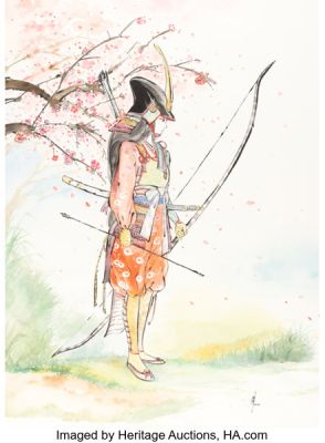 Peach Momoko Female Samurai Illustration Original Art (2018).