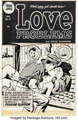 Al Avison (attributed) True Love Problems and Advice Illustrated #18 Cover Original Art (Harvey, 1952).