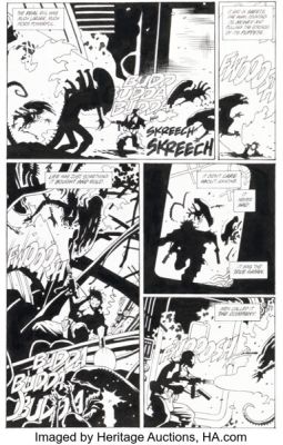 Mike Mignola and Kevin Nowlan Aliens: Salvation #1 Story Page 43 Original Art (Dark Horse, 1993). | Heritage