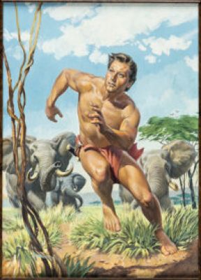 Mo Gollub Edgar Rice Burroughs’ Tarzan #69 Cover Painting Original Art (Dell, 1955). | Heritage