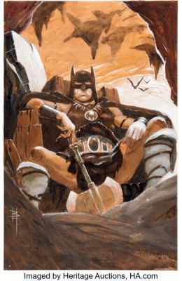 Bo Hampton Legends of the Dark Knight #35 Viking Bat Man First Appearance Cover Original Art (DC, 1992).