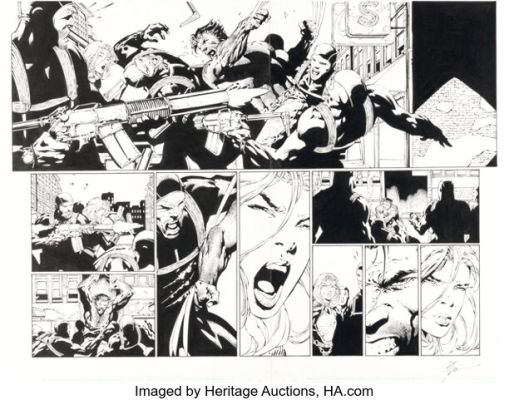 David Finch and Richard Isanove Ultimate X-Men #36 Wolverine Double Page Spread 16-17 Original Art (Marvel, 2003). | Heritage