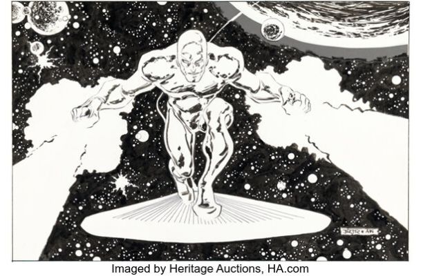 John Romita Jr. and Al Williamson Silver Surfer Annual #4 Double Page Pin-Up Illustration Original Art (Marvel, 1991). | Heritage