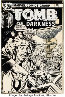 Larry Lieber and Tom Palmer Tomb of Darkness #21 Cover Original Art (Marvel, 1976).