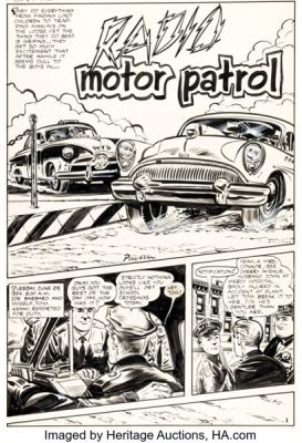 Bob Powell I’m A Cop #3 (A-1 #128) "Radio Motor Patrol" Complete 7-Page Story Original Art (Magazine Enterprises, 1954). (Total: 7 Movie Posters) | Heritage