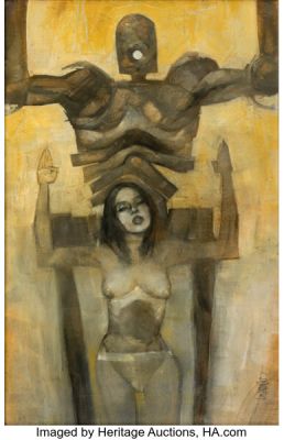 Ashley Wood - Popbot Painting Original Art (undated).