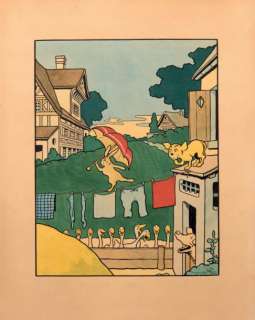 Â«Le Lapin funambuleÂ». Gouache sur papier épais représentant une scène | Tessier Sarrou