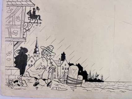 Macherot, Raymond - 1 Original drawing - Journal Tintin - Jérome Van Ussperschit - 1953 | Catawiki