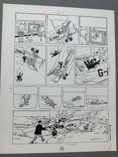 Hergé - 1 Print - Tintin - L île Noire - Planche imprimée verso blanc-Lombard - sans les textes | Catawiki