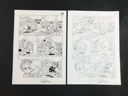 Lara Molinari - 2 Original page - Paperino Mese - n. 504 "Paperino e il Sodalizio dei Cugini" - I PM 504-1 | Catawiki