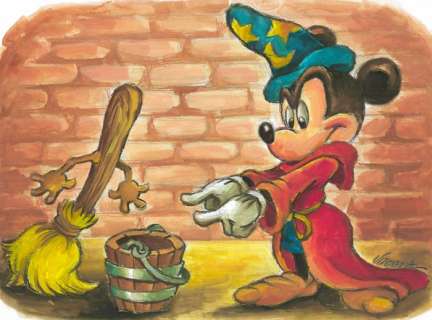 Joan Vizcarra - 1 Original colour drawing - Mickey Mouse Fantasia - The Sorcerer’s Apprentice | Catawiki