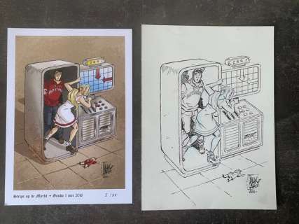 Cambré, Charel - 1 Original drawing - Suske en Wiske - Amoras - Strips op de Markt - 2016 | Catawiki