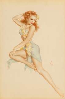 Alberto Vargas (American, 1896-1982) Redhead in Hawaiian costume Watercolor and pencil on vellum 30 x 20 inches (76.2... | Heritage