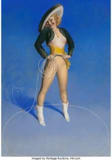 Rolf Armstrong (American, 1889-1960) Hi, Neighbor!, Brown & Bigelow calendar, circa 1944 Pastel on board 42 x 30 inch... | Heritage