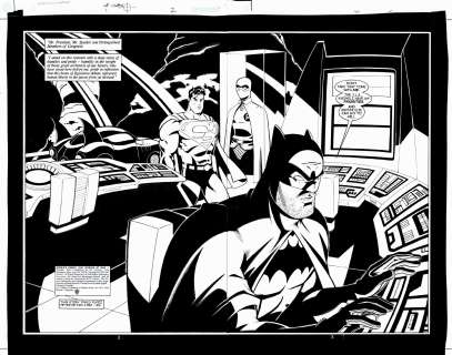 Mike Wieringo Jose Marzan - world‘s finest: our worlds at war #1 p 2-3 dps (sweet superman & batman in batcave! ) 2001