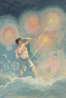 Leo Morey (American, 1899-1965). He Who Shrank, Amazing Stories magazine cover, 1936. Watercolor and g...