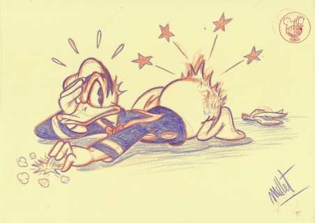 Millet - 1 Pencil drawing - Donald Duck - embarrassed | Catawiki