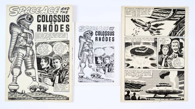 Lot 80 - Space Ace and the Colossus of Rhodes, four original artworks by Ron Turner (1961) for Space Ace No 8 | Comic Book Auctions ltd