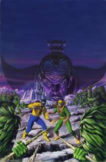 Bob Larkin - Original Cover Art for Powerman #75 (Marvel, 1981). Luke Cage and Iron Fist face off against a -