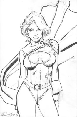 Joe Rubinstein | Powergirl back board sketch | Joe Rubinstein