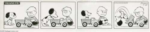 Charles Schulz - Peanuts Daily Comic Strip Original Art, dated 4-27-54 (United Feature Syndicate, 1954). When Snoopy - | Heritage