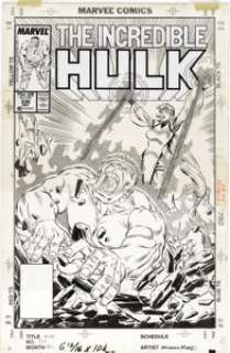Steve Geiger and Bob McLeod - The Incredible Hulk #338 Cover Original Art (Marvel, 1987). Mysterious alien -