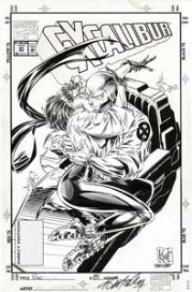 Ken Lashley and Dan Panosan - Excalibur #81 Cover Original Art (Marvel, 1994). Charles Xavier and Moira -
