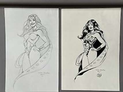 Mark Texeira / Minck Oosterveer - 2 Original drawing - Wonder Woman - Großartige Zusammenarbeit von Mark Texeira und Minck Oosterveer - 2011 | Catawiki