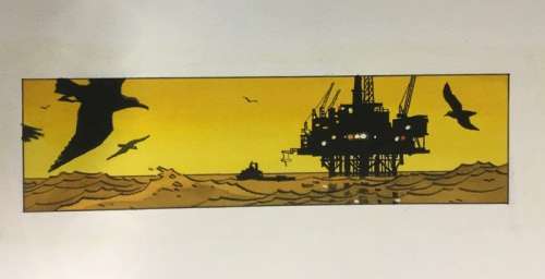 Cosey - Original colour drawing - Plateforme sur la mer - Dessin pour le rapport Fina de 1995 - 1996 | Catawiki