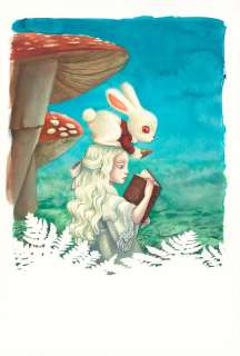 Benjamin Lacombe - Alice aux Fougères, Illustration originale pour l‘affiche du Salon du Livre de Fougères - Alice au pays des merveilles