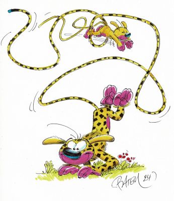 Batem | Lot 171 - Marsupilami, Supermarsu en édition originale, agrémenté d’une dédicace. Proche de l’état neuf. | Septimus