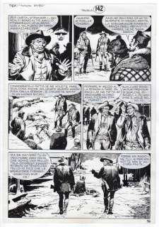 Miguel Angel Repetto - Tavola originale per TEX 545 ‘Fuga dal grande Nord’. Cm. 28,5 x 41. Anno di esecuzione 2006. Pag. 36 (al margine è scritto tavola 142 perché la storia inizia sul Tex 544).  Il supporto, come sempre in Repetto, è un cartoncino glossy.