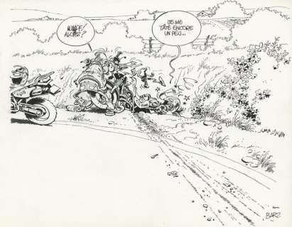 Bar2 - 1 Original drawing - Joe Bar Team - Encyclopédie Imbécile de la Moto : le trail - 1998 | Catawiki