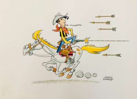 Sommacal, Giorgio - 1 Original colour drawing - Lucky Luke | Catawiki
