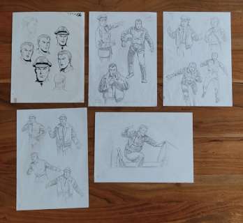 De Luca, Giuseppe - 5 Original preliminary drawing - Buck Danny | Catawiki